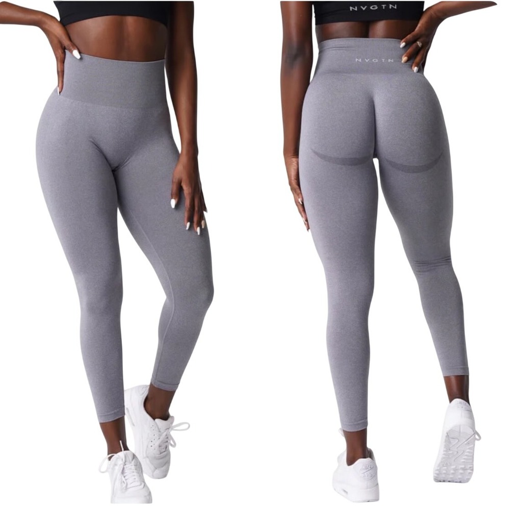 NVGTN Seamless Contour Leggings Light Gray Activewear Compressive Size M